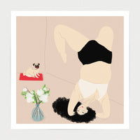 Pug and Yoga Art Print
